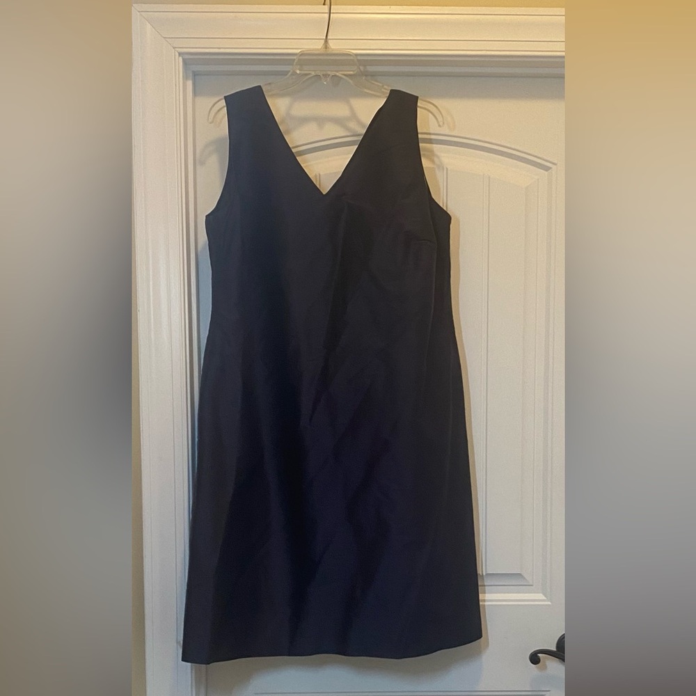 TALBOTS Navy Blue Silk V-Neck Dress